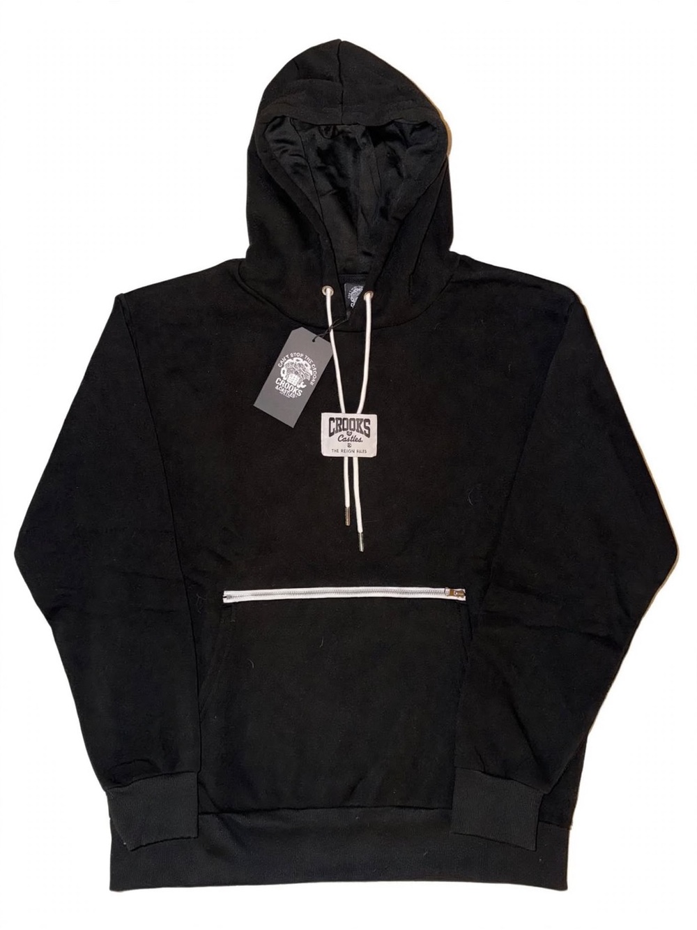 Crooks & Castles Black Hooded Pullover with Contrast Drawcords